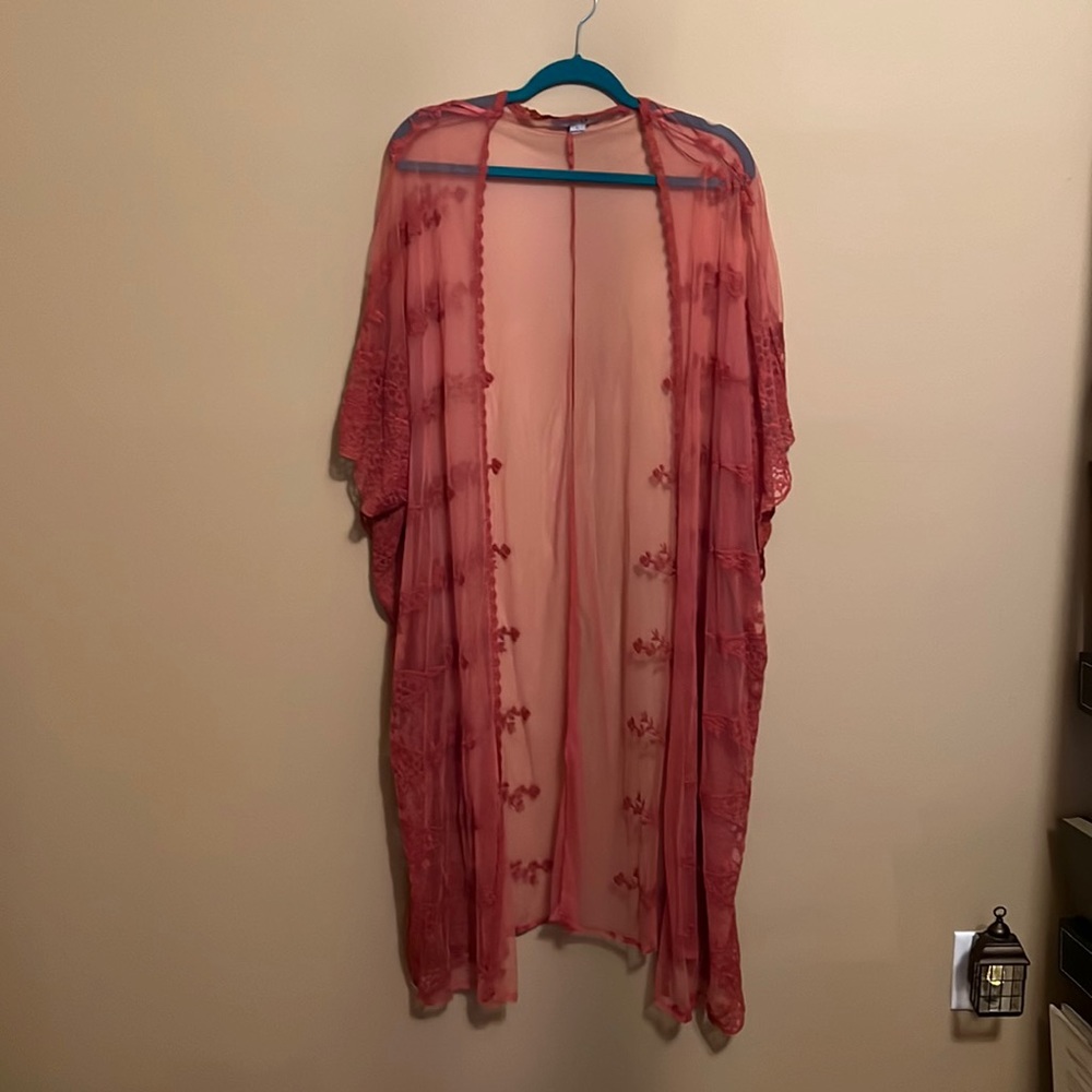 Rust colored lace kimono
